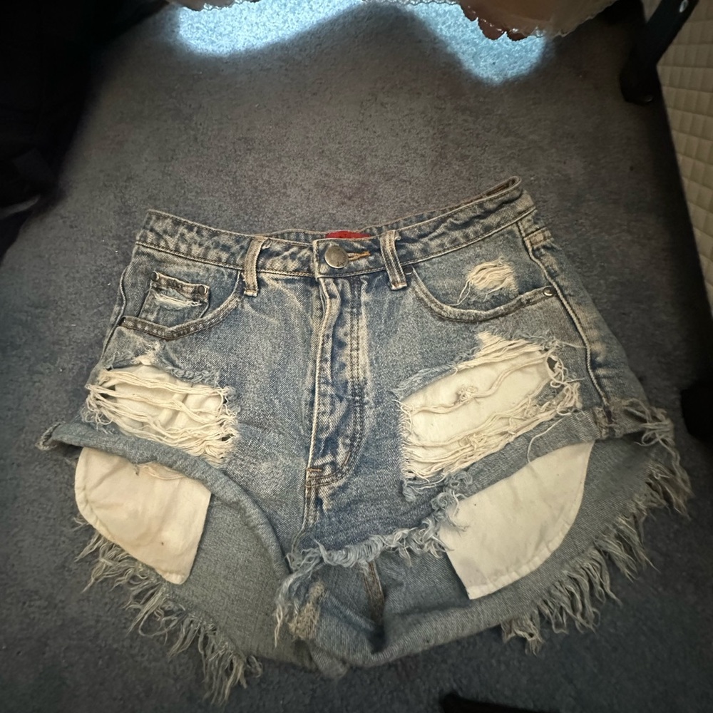 Signature8 Light Blue Distressed Jean Shorts